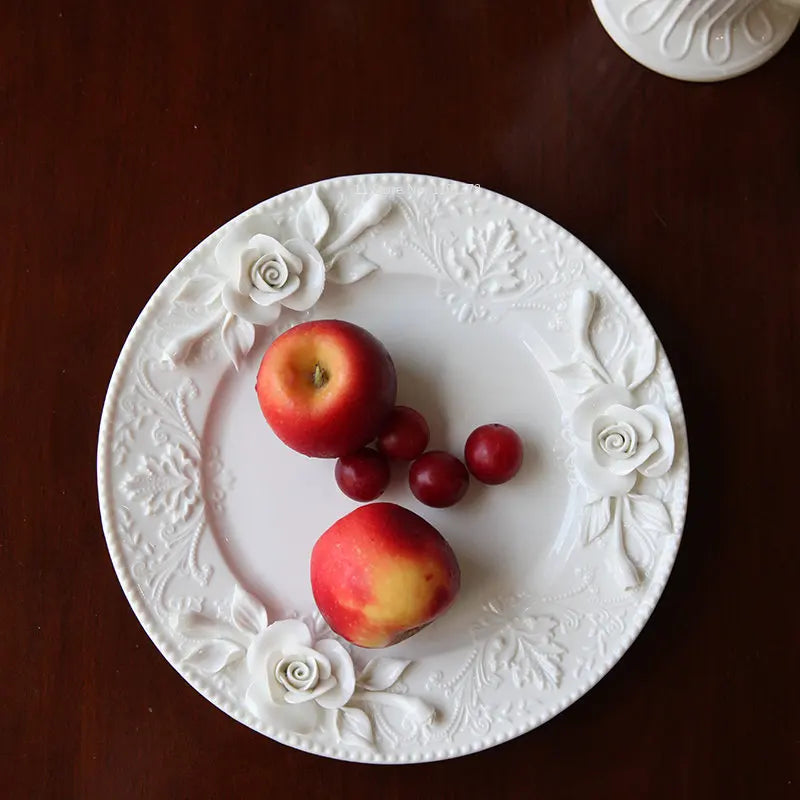 🌹 Exquisite Hand-Painted Rose Ceramic Dinner Set