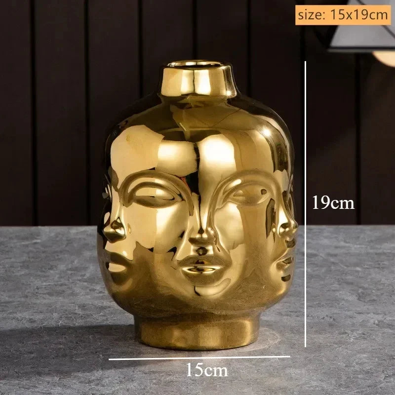 Artistic Ceramic Face Vase – Handmade Sculpture for Flowers, Candles & Decorative Storage