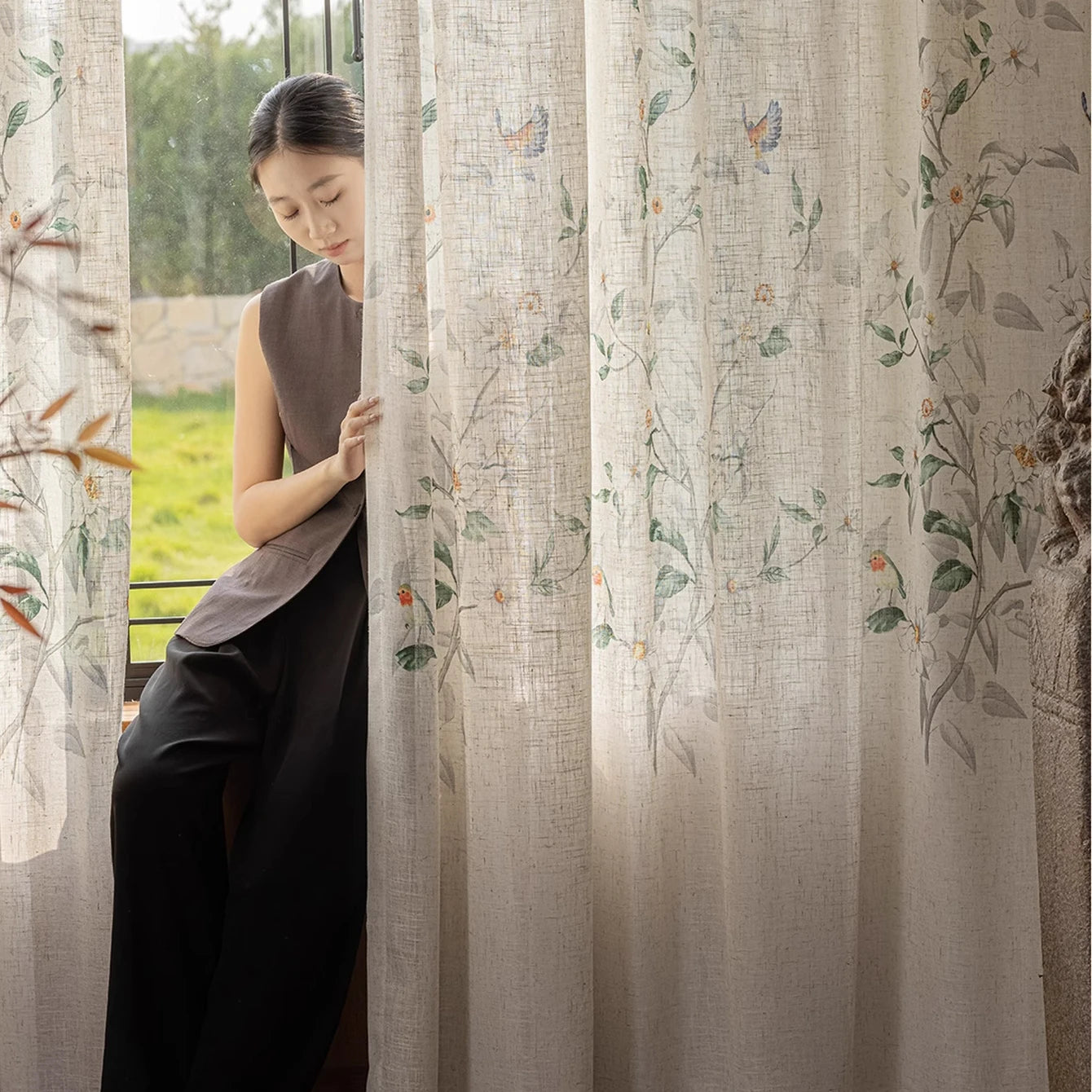 🌸 Song-Style Aesthetic Gauze Curtain (2025 Luxury Model) 🌸